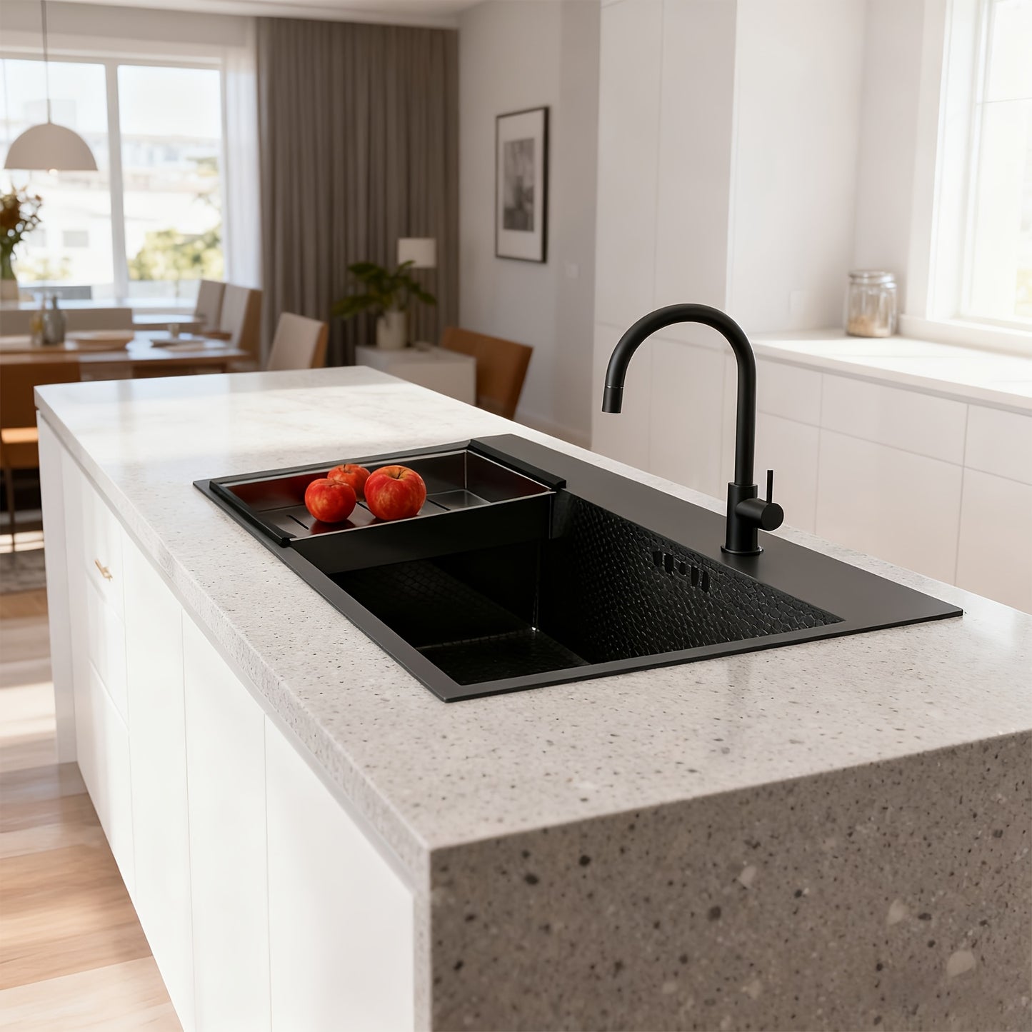 Black stainless steel sink, kitchen sink with drain basket and soap dispenser, stainless steel sink suitable for bathrooms, laundry rooms, restaurants, drop-in sink with drain kit, Drop-In Sink Application, Laundry Room Utili