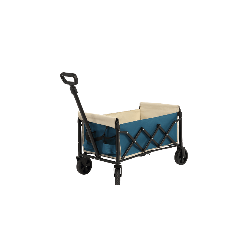 Bolderkar – Trolley – Boodschappentrolley – Opvouwbare Kar – Transportwagen – Lichtgewicht Staalframe – Waterafstotend 600D Oxford – Blauw - QUORE