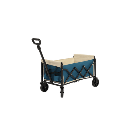 Bolderkar – Trolley – Boodschappentrolley – Opvouwbare Kar – Transportwagen – Lichtgewicht Staalframe – Waterafstotend 600D Oxford – Blauw - QUORE