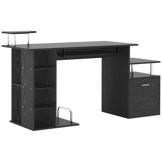 Computerbureau – Werkplek – Bureaustoel – Study Desk – Thuiswerkkantoor – Compact 152x60x88 cm – Stevig MDF en Metaal