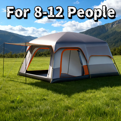 Tent – Kampeertent – Familietent – Tunneltent – Outdoor Tent – 8-12 Personen – Lichtgewicht & Waterdicht Polyester 4500 mm