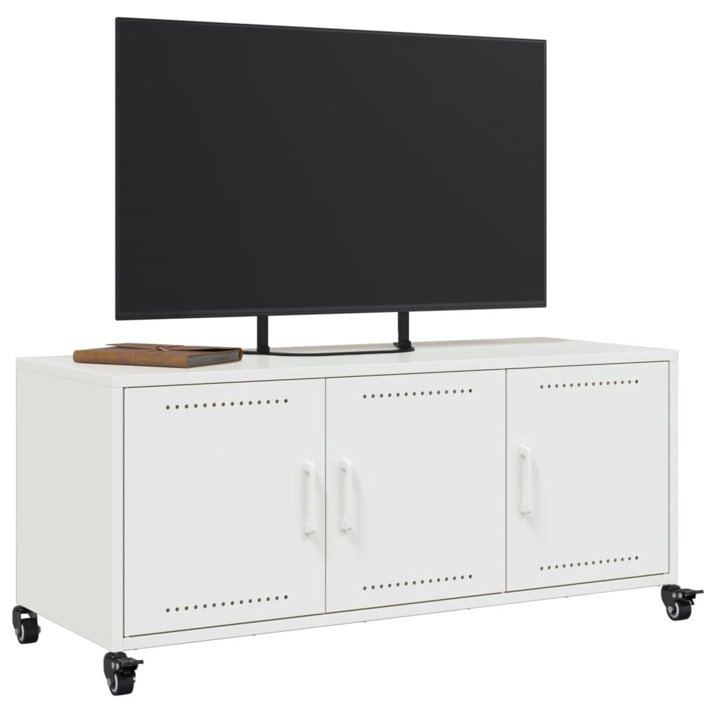 Tv Meubel – Tv Kast – Tv Meubels – Media Kast – Dressoir – Wit – Koudgewalst Staal – 100,5x39x43,5 cm