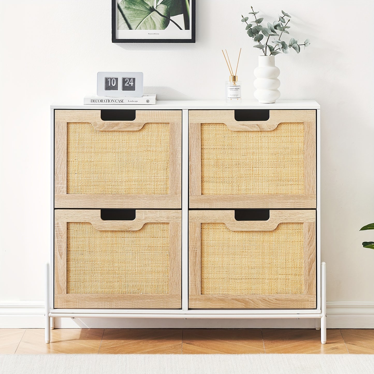 Schoenenkast – Schoenenrek – Schoenenopberger – Schoenenmeubel – Schoenenopbergkast – 4 Klapdeuren – 3 Verstelbare Planken – MDF Hout – Vrijstaand – Compact – Stevig