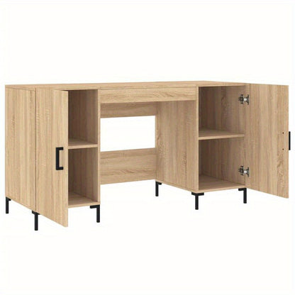 140x50x75cm Sonoma Oak Composite Wood Desk, Smooth Moisture-Resistant Surface, Anti-Warping & Anti-Cracking, Perfect for Home, Office, Study, Bedroom, or Living Room, Office Decor