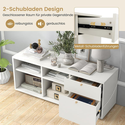 Witte Opbergkast – Opbergmeubel – Kasten – Dressoir – Ladekast – Ruim 108x39 cm – MDF Met Metalen Ladegeleiders