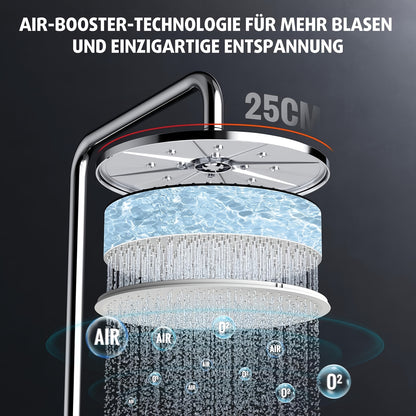 Regenkraan – Regendouche – Douchekop – Doucheset – Handdouche – 25 cm Grote Douchekop – RVS Mat Zwart Met 3 Straalsoorten