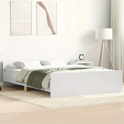 White bed frame with headboard and footboard 135x190cm Practical, removable, suitable for all seasons, Removable Bed Cover, Bedroom Furniture, Minimalist Style, Modern Bed Frame, Wooden Frame, Durable Construction, Versatile