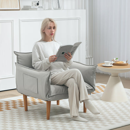 Lounge Stoel – Fauteuil – Zitzak – Relaxstoel – Vloerstoel – Verstelbaar – Zacht Kussen – Lichtgrijs