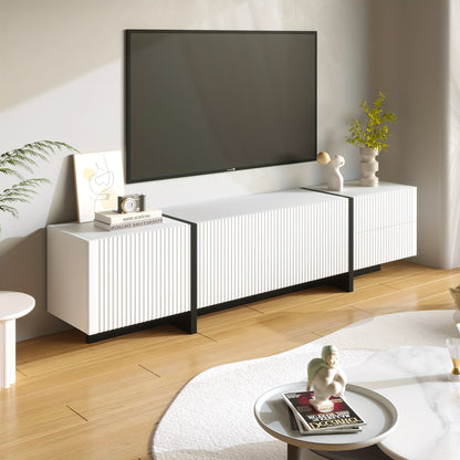 TV Meubel – TV Dressoir – TV Kast – Media Meubel – Televisiemeubel – Massief Hout – 3 Deuren & 2 Laden – 190 cm – MDF – Geen Stroomvoorziening
