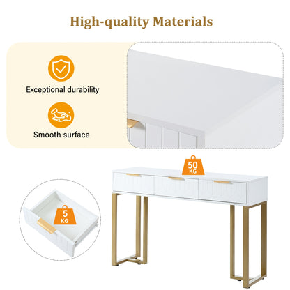 Sidetable – Consoletafel – Haltafel – Wandtafel – Bijzettafel – Modern wit design – Metaal frame met lades – Verstelbare voetjes
