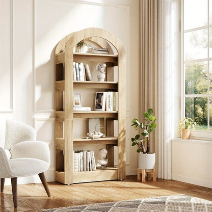 5-laags Boekenkast – Boekenplank – Staande Kast – Opbergrek – Display Rek – Eikenhout Kleur – Modern Design – Robuuste MDF Constructie
