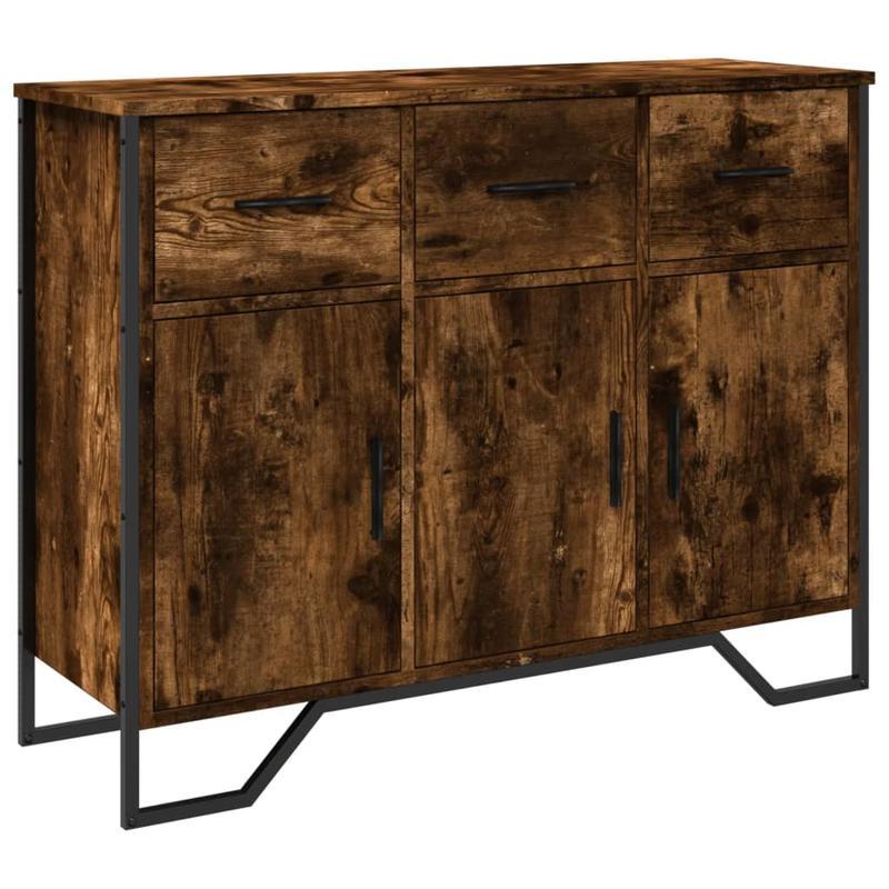 Smoked Oak Sideboard 97x32, 5x74, 5cm in Multilayer Wood Removable and durable