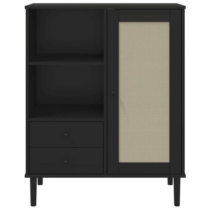 Modern Minimalist Wooden Sideboard - 90x40x112cm (35x16x5.9in) Removable & Durable Hardwood & Artificial Wood Frame with 2 Drawers, Open Shelves & 2 Side Shelves for Living Room, Bedroom, Office, Versatile Storage Solution, C