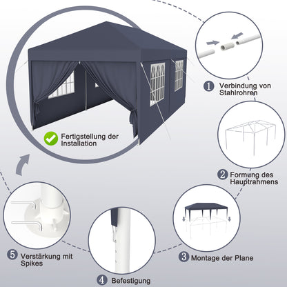 Partytent – Privacy Tent – Pop-up Tent – Overkapping – Pavilion – Extra Groot 3x9m – Stevig Stalen Frame – Water- en UV-bestendig PE Dak