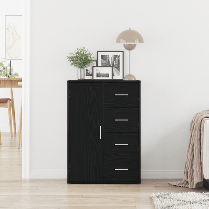 Sideboard Black Oaken 60x31x84cm Edited Wood Removable storage practical