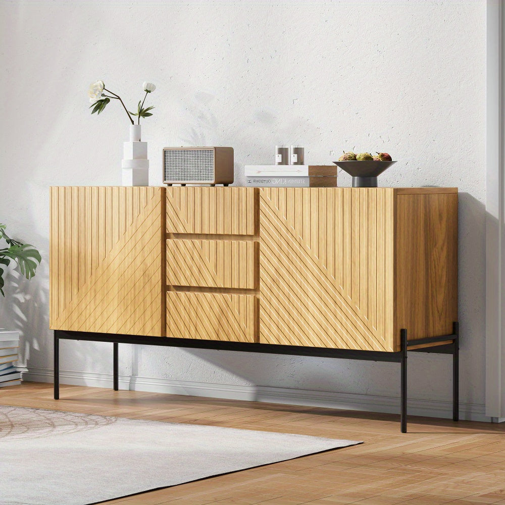 Dressoir – Sideboard – Buffetkast – Ladekast – Opbergkast – Modern Design – Stabiele Metalen Poten – 75x140x40 cm