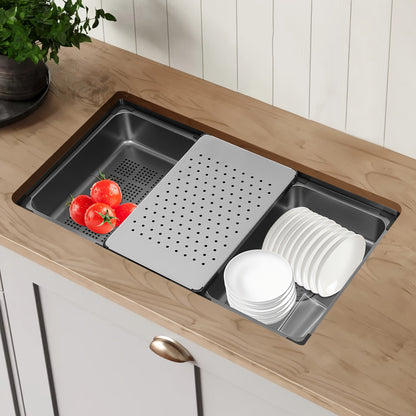 Keukenwerkblad Spoelbak – RVS Spoelbak – Enkele Spoelbak – Onderbouw Spoelbak – Werkstation Spoelbak – Silvery Kleur – Duurzaam Roestvrij Staal – Modern Rechthoekig Design