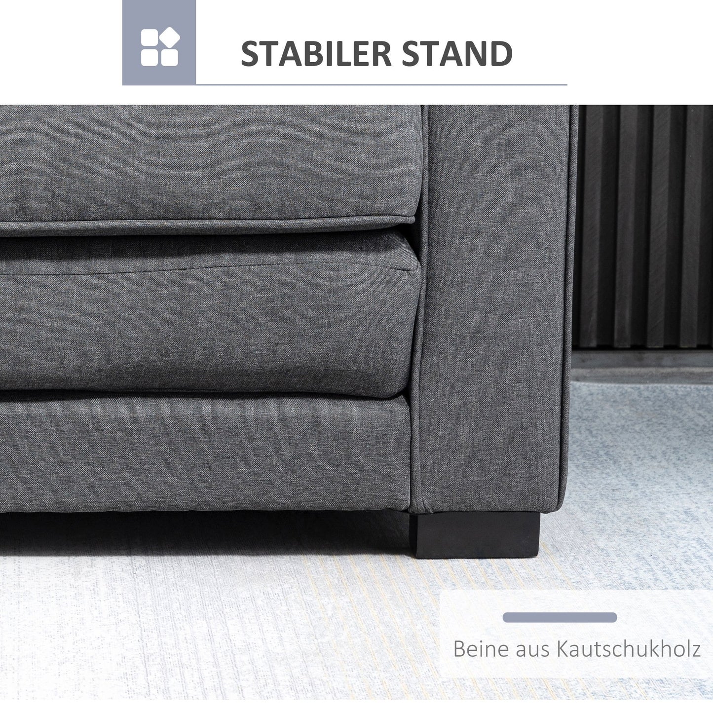 Slaapbank – Bedbank – Logeerbank – Uitklapbank – Tweezitsbank – Stof Met Linnen Look – Massief Rubberhout – 147,5x75x85 cm – Compact En Comfortabel