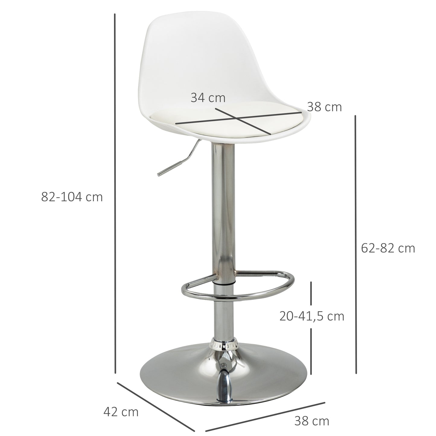 Barkrukken – Barstoelen – Keukenkrukken – Stoelen – Krukken – Verstelbare Hoogte – 360° Draaibaar – Met Voetsteun – Kunstleren Bekleding – Stalen Frame – Set van 2 – Zwart