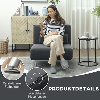 Inklapbare Relaxstoel – Vouwstoel – Ligstoel – Relaxbed – Zitbed – Donkergrijs Velvet – Verstelbare Rugleuning – Compact Opvouwbaar
