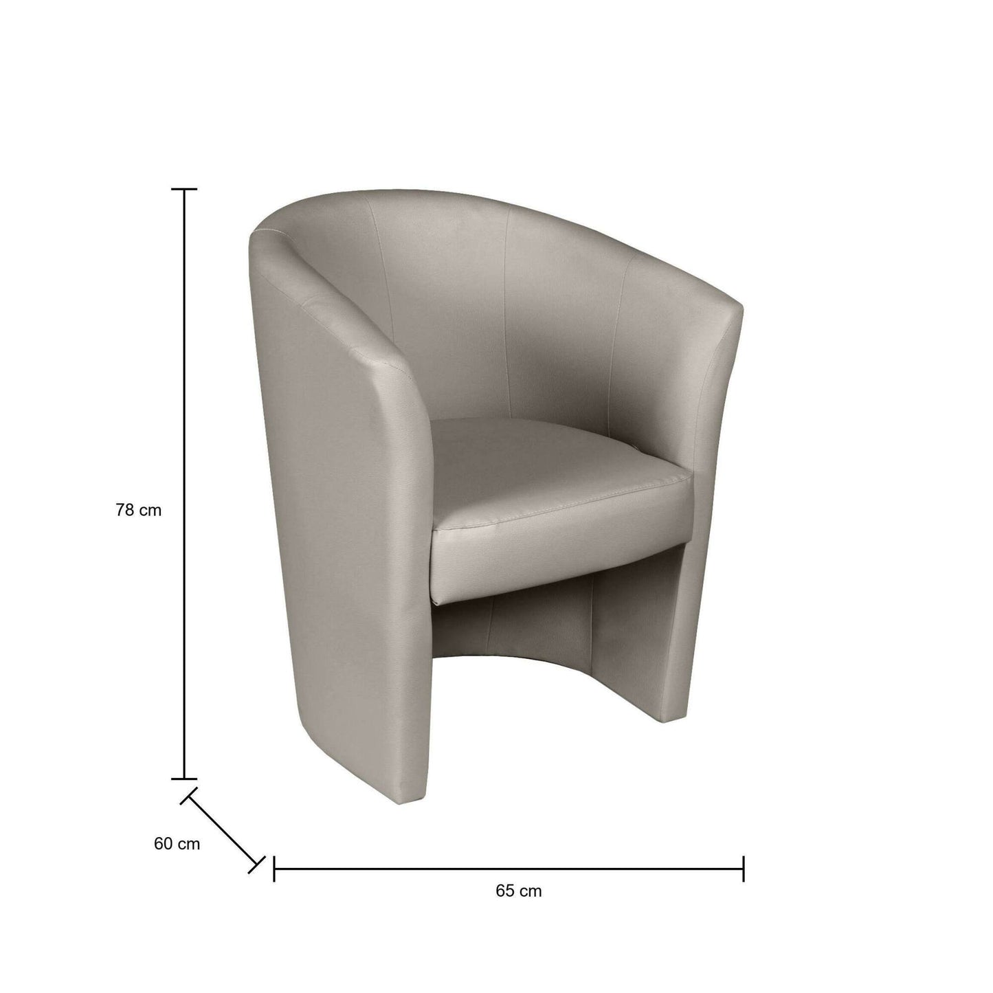 Dpanett Armchair, Upholstered Living Room Chair, Padded Seat with Eco-Leather Armrests, 64x63x76 cm, Available in 5 Colors