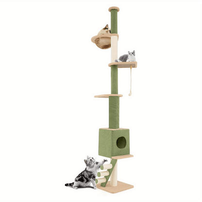 Krabpaal – Kattenboom – Krabmeubel – Kattentoren – Krabpalen – Verstelbare Hoogte 218-253 cm – Met Cave & Ruimtecapsule