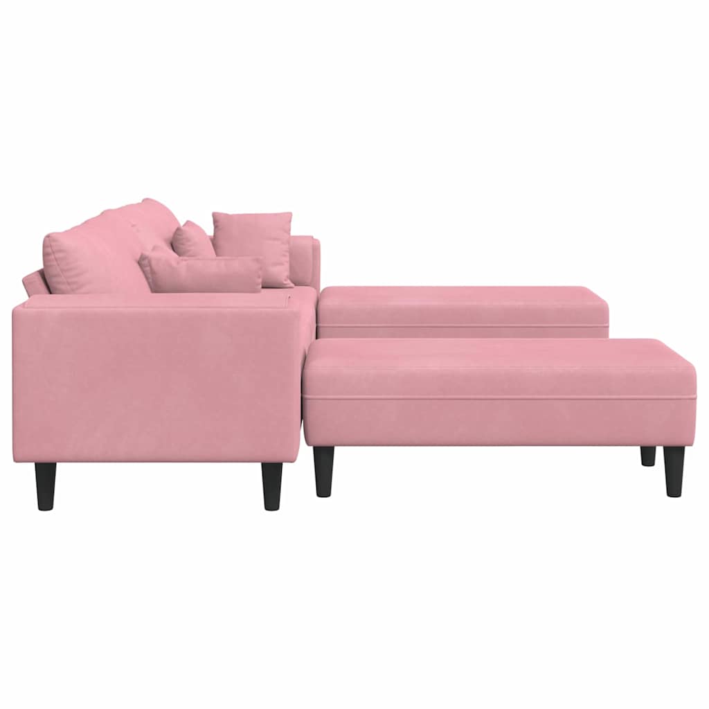 Bankstel – Hoekbank – Slaapbank – Zetel – 4-Zitsbank – Zacht Fluweel – Stevig Houten Frame