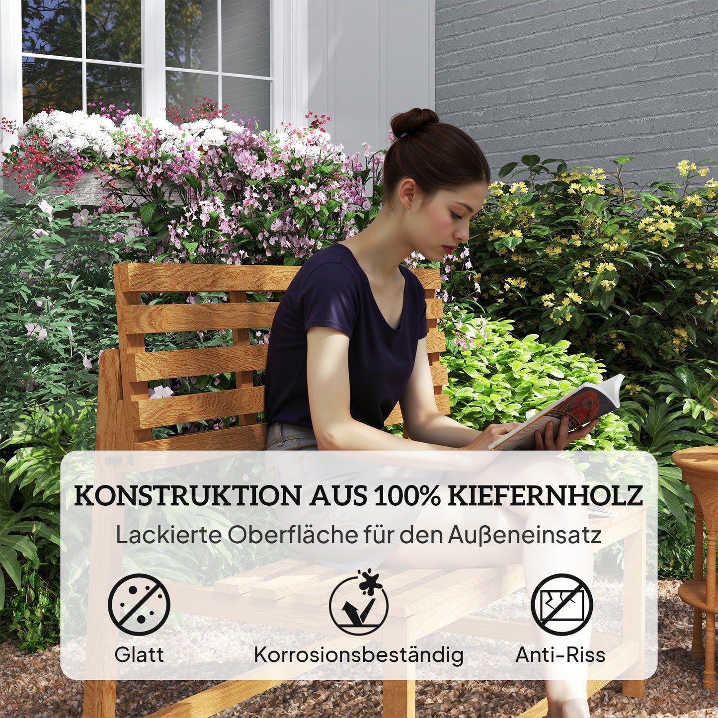 Tuinbank – Buitenbank – Tuinmeubel – Balkonbank – Parkbank – Teakhout – Weerbestendig – Verstelbare Rugleuning
