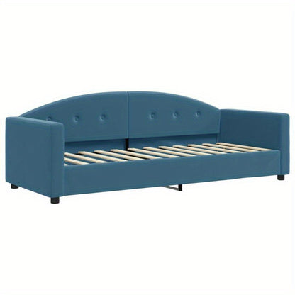 Sofa Bed – Slaapbank – Bedbank – Futon – Slaapbankje – Blauw Velvet – Matras 80x200 cm – Hardhouten Frame – Afneembare Bekleding