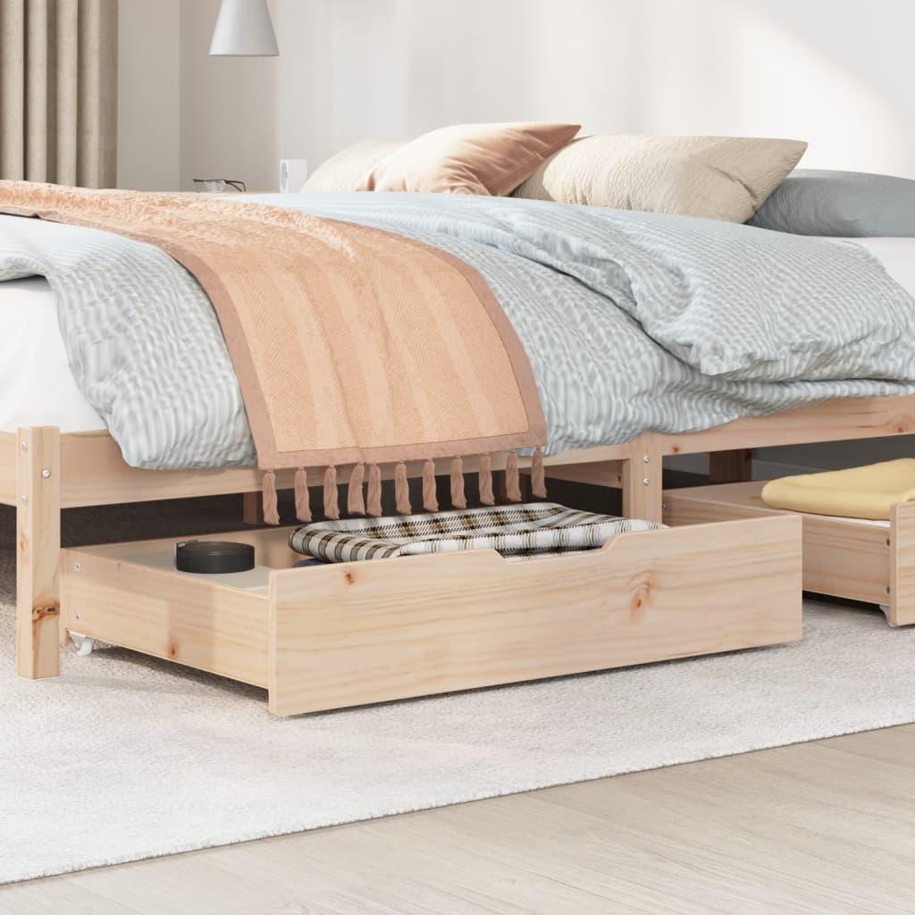 Bedlade – Opberglade – Lade Onder Bed – Bedkast – Onderschuiflade – Massief Pijnhout – Met Wieltjes – 80x55x16 cm – Tijdloos Design