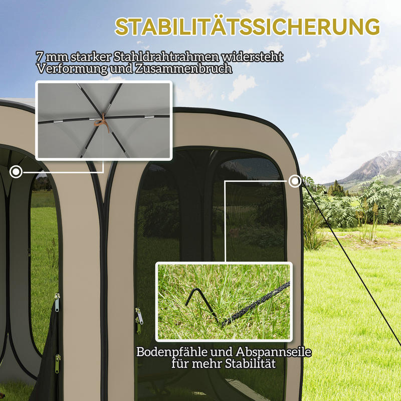 Pop-up Tent – Kampeertent – Strandtent – Familietent – Koepeltent – Waterdicht PVC – UPF 50+ Zonbescherming – Ruim Ovaal – Stevig Stalen Frame