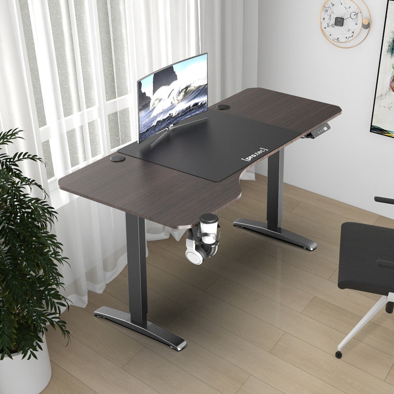 Hoogteverstelbaar Bureau – Zit Sta Bureau – Elektrisch Bureau – Verstelbaar Werkblad – Gaming Bureau – Met Geheugenfunctie – 160x75 cm MDF Walnoot – Draagkracht 80 kg Mat Zwart