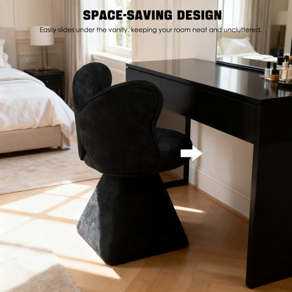 Vlinderstoel – Loungestoel – Draaistoel – Fauteuil – Dressing Chair – Zwart – Draaibaar Zitvlak – Bamboe Frame met Katoenen Vulling