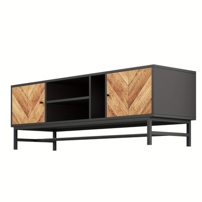 TV Meubel – TV Kast – TV Stand – Mediameubel – Meubel – 150 cm – Houtvezelplaat Zwart – Multifunctionele Opbergruimte