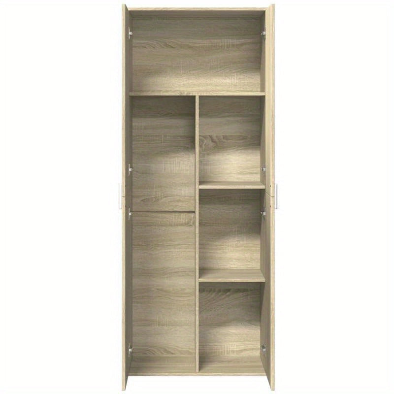 Highboard – Kast – Dressoir – Opbergmeubel – Wandmeubel -eiken Braun – Compact 70x35x180 cm – Duurzaam Kunsthout Met Metalen Handgrepen