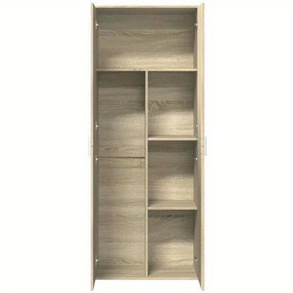 Highboard – Kast – Dressoir – Opbergmeubel – Wandmeubel -eiken Braun – Compact 70x35x180 cm – Duurzaam Kunsthout Met Metalen Handgrepen