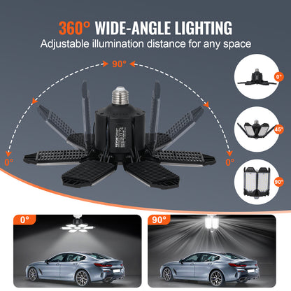 Garagelamp – Garageverlichting – LED Lamp – Werkplaatslamp – Plafondlamp – 15000 Lumen – 6 Verstelbare Panelen met Bewegingssensor