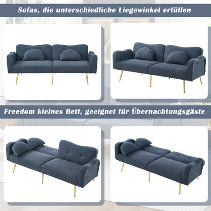 Slaapbank – Sofa Bed – Bedbank – Logeerbed – Zetelbed – 2-Persoons – Verstelbare Rugleuning – Met Gouden Metalen Poten