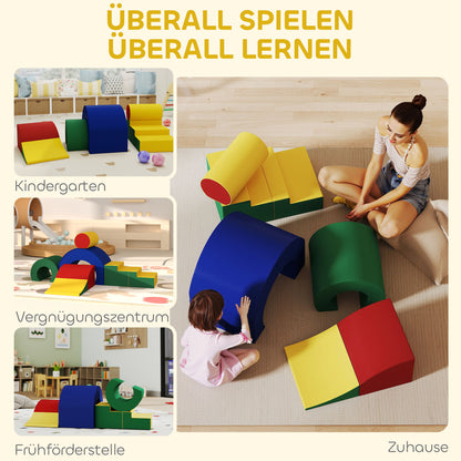 Zachte Bouwblokken – Speelblok Set – Peuter Speelgoed – Baby Klimblokken – Foam Speelset – 5 Kleurrijke Vormen – Veilig Schuim Met Kunstleer – Lichtgewicht & Makkelijk Schoon Te Maken