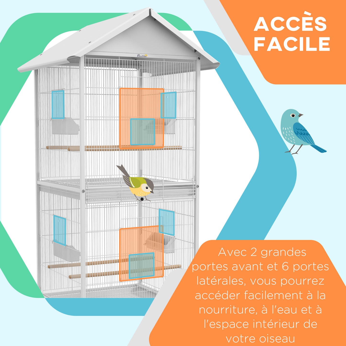 Vogelkast – Vogelkooi – Nestkast – Vogelkooi Binnen – Vogelhuis – Grote Afmetingen 78x75x168 cm – Met Wieltjes en Uitneembare Tray