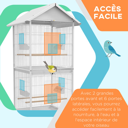 Vogelkast – Vogelkooi – Nestkast – Vogelkooi Binnen – Vogelhuis – Grote Afmetingen 78x75x168 cm – Met Wieltjes en Uitneembare Tray