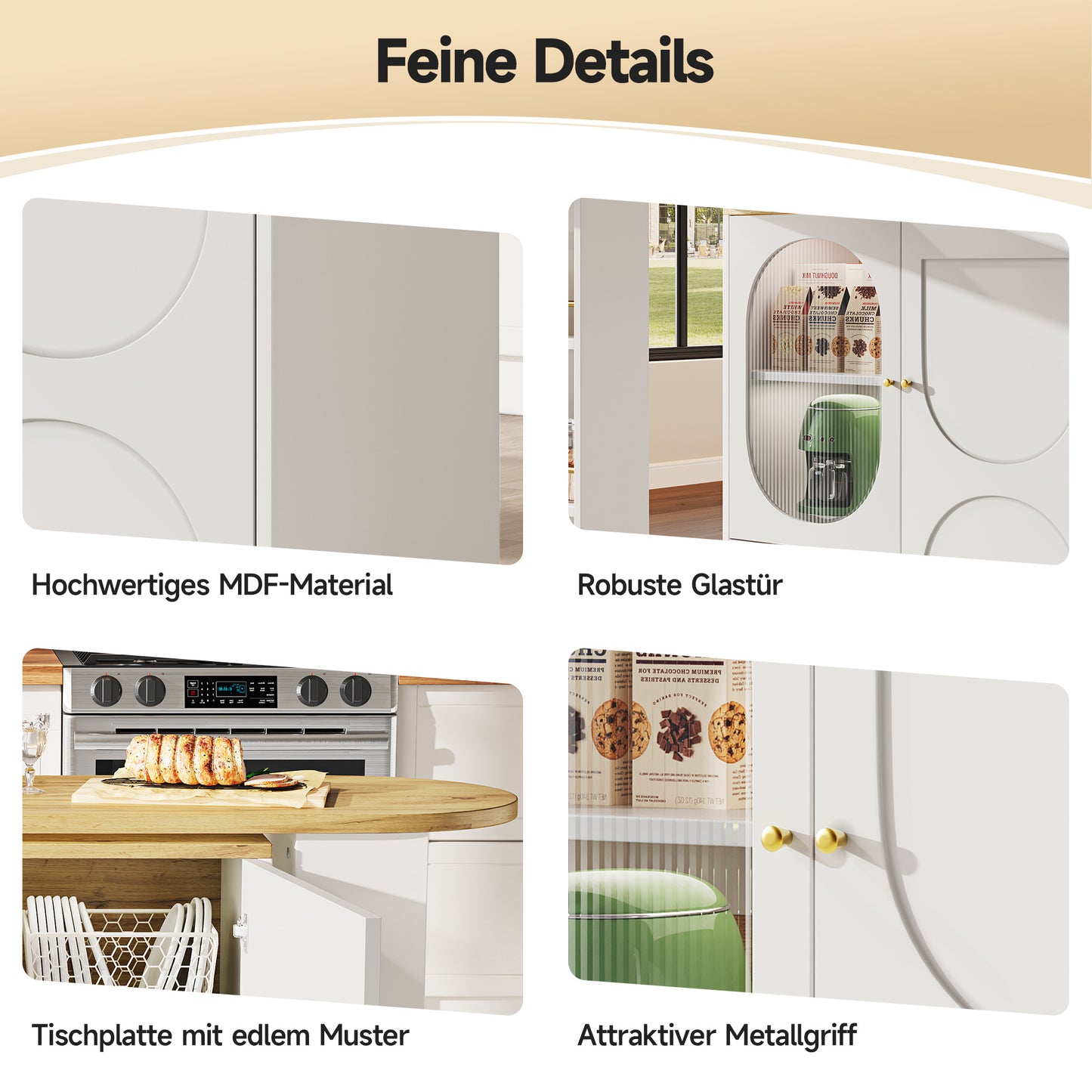Barkast – Wijnrek – Drankkast – Bartafel – Keukentrolley – 360° Draaibaar – MDF Metalen Frame – 138x39x105 cm – 3 Deuren Met Uitneembare Scheidingswanden