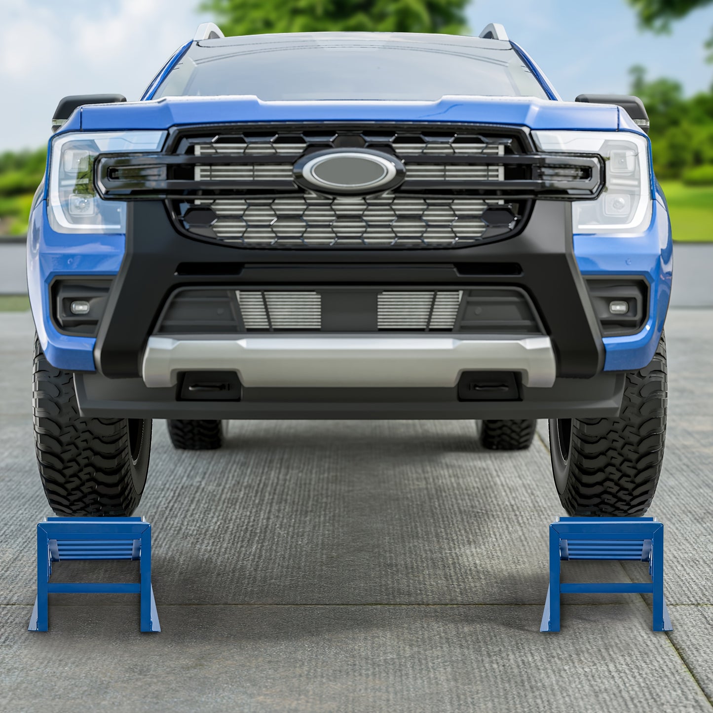 Oplaadrampen – Laadrampen – Hefplateau – Autoliften – Auto Ramps – Draagvermogen 2000 kg – Geschikt Voor Banden Tot 265 mm – Stalen Constructie – Hellingshoek 23 Graden – Blauw