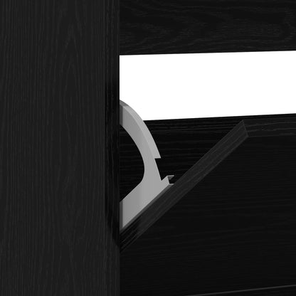 Schoenenkast – Schoenenrek – Schoenenopberger – Schoenenkastje – Schoenendisplay – Zwart Eikenhout – Flip-Drawer Systeem – Compact 80x21x87,5 cm – Ruimtebesparend Design
