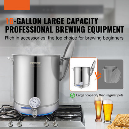 Brouwketel – Brouwpan – Maischketel – Bierbrouwketel – Fermentatieketel – 60 Liter Capaciteit – Roestvrij Staal Tri Ply Bodem