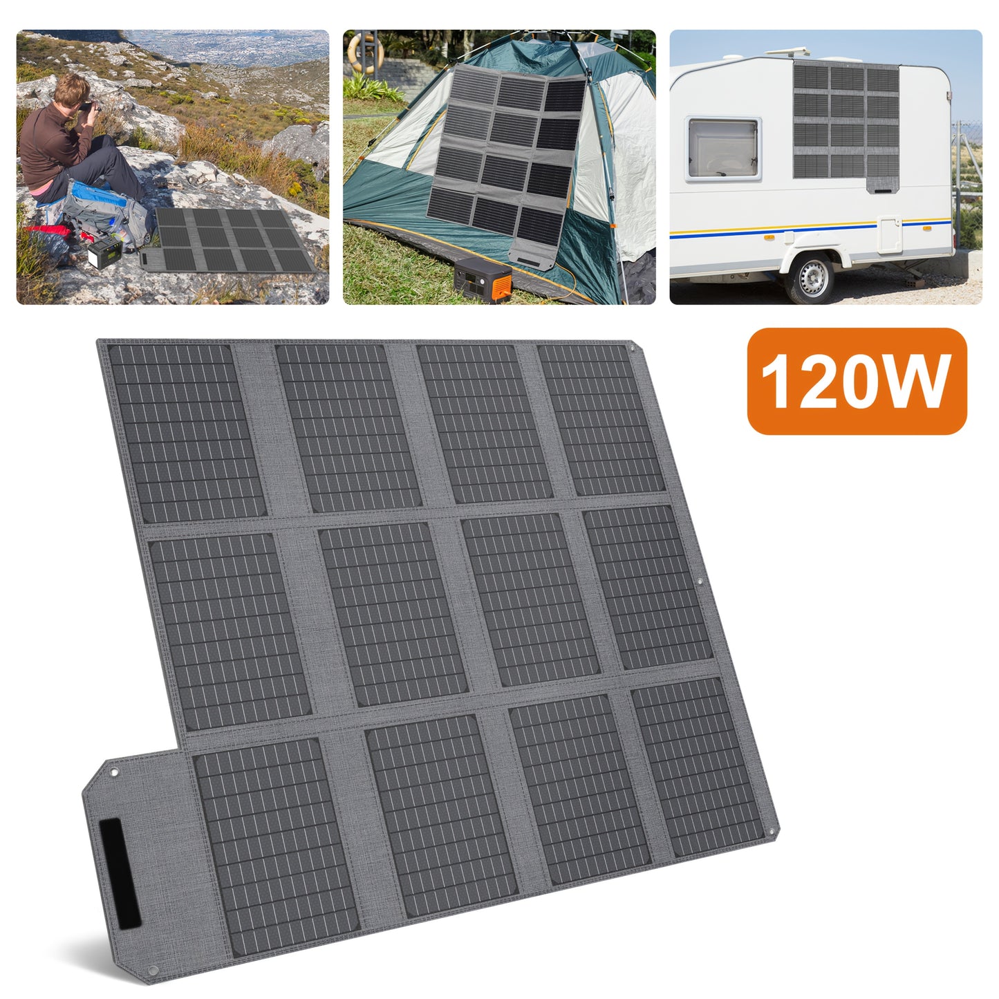 Zonnepaneel – Draagbaar Solar Panel – Camping Zonnepaneel – Hiking Gear – Outdoor Energy Solution – 120W Vermogen – Lichtgewicht Monokristallijn