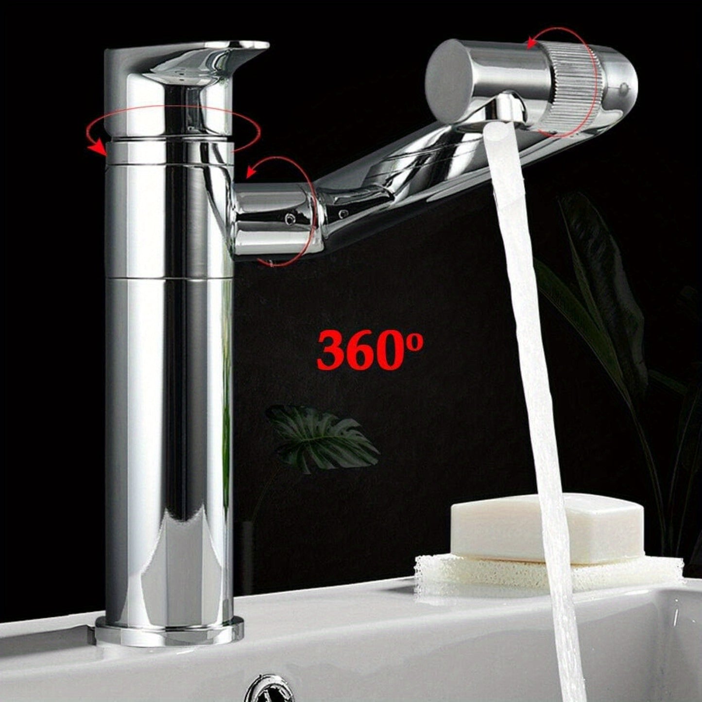 Goodslinesshop DiLiBee 360° Rotatable Single Handle Bathroom & Kitchen Sink Faucet - Chrome Finish, Nickel Plated Stainless Steel Valve, Classic Modern Design, Easy Installation with Mounting Hardware & Flexible Hoses, Effic