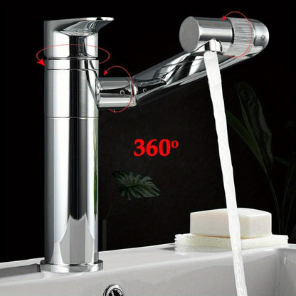 Goodslinesshop DiLiBee 360° Rotatable Single Handle Bathroom & Kitchen Sink Faucet - Chrome Finish, Nickel Plated Stainless Steel Valve, Classic Modern Design, Easy Installation with Mounting Hardware & Flexible Hoses, Effic