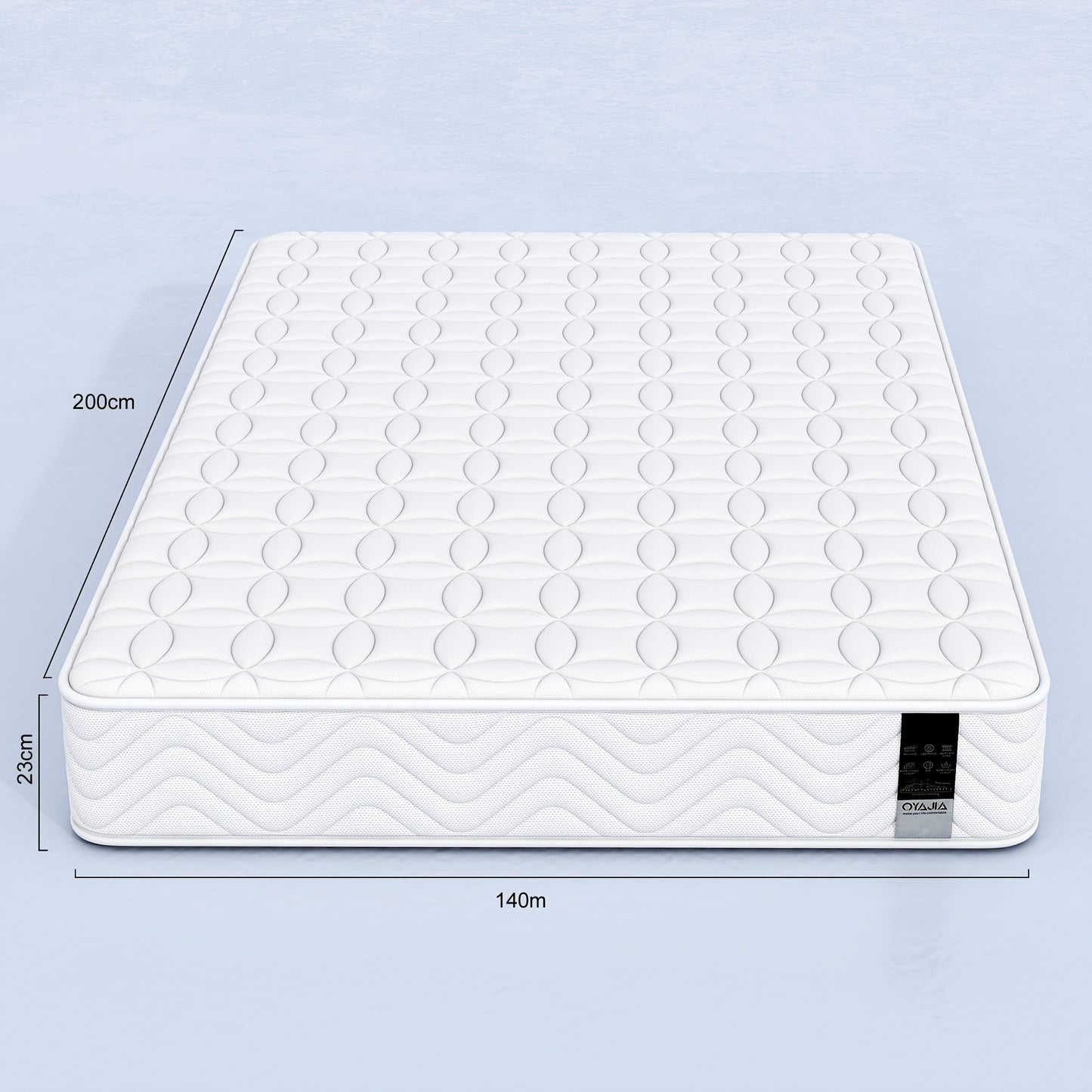Single/Double Pocket Sprung Hybrid Mattress | Comfortable Memory Foam, Motion Isolation, Medium Firm, Sizes 90/140/160x200x23cm, Polyester Cover, Brand Oyajia