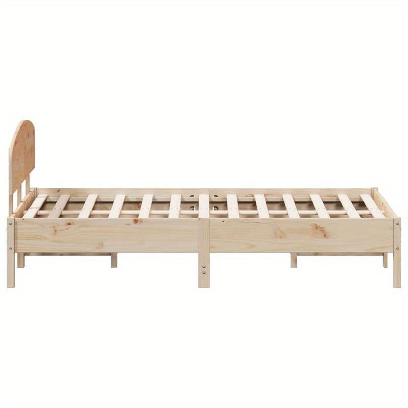 Contemporary Pine Wood Bed Frame 140x200cm - Solid Wood, Removable Headboard & Footboard, Easy Assembly, No Mattress Included, Minimalist Bedroom Furniture, Bedroom Furniture, Sleek Furniture, Natural Wood Finish
